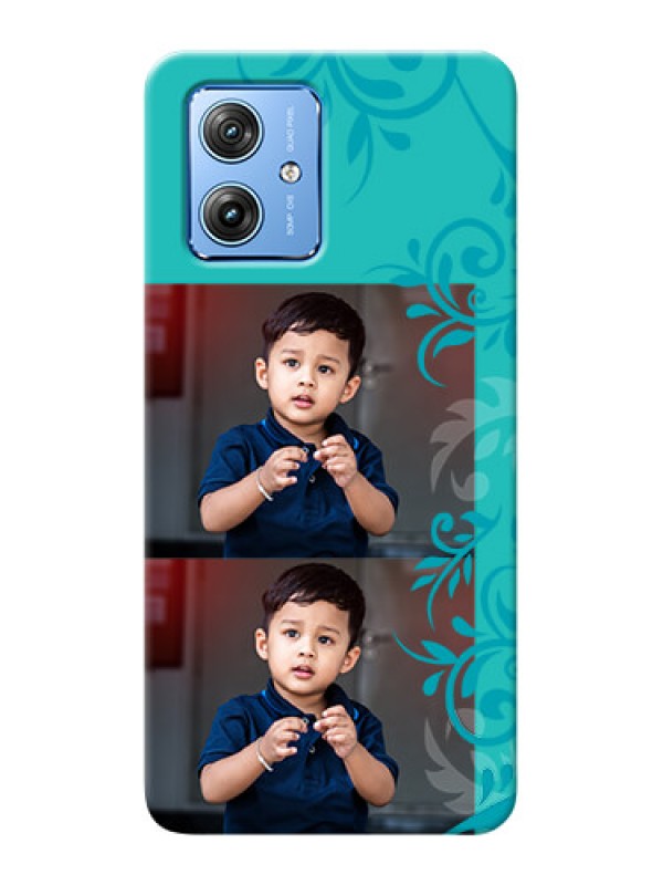 Custom Motorola G54 5G Mobile Cases with Photo and Green Floral Design