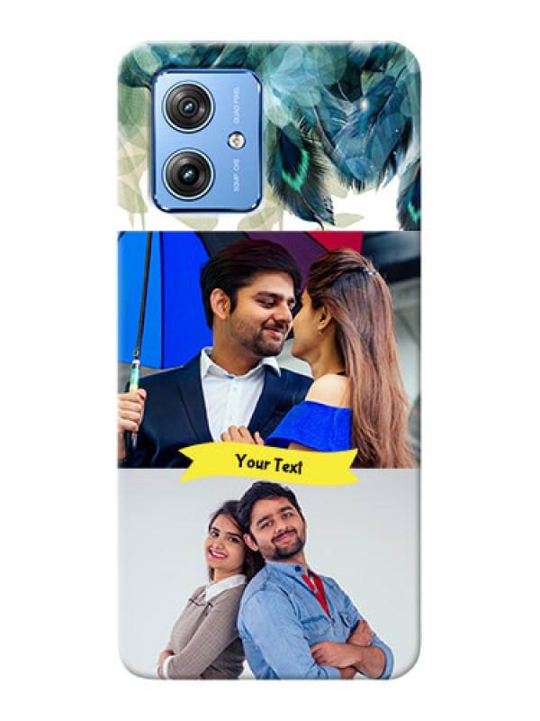 Custom Motorola G54 5G Phone Cases: Image with Boho Peacock Feather Design