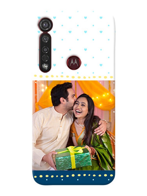 Custom Motorola G8 Plus Phone Covers: White and Blue Abstract Design