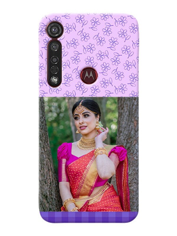 Custom Motorola G8 Plus Mobile Cases: Purple Floral Design