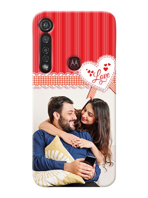 Custom Motorola G8 Plus phone cases online: Red Love Pattern Design