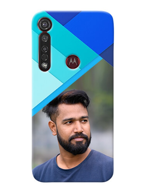 Custom Motorola G8 Plus Phone Cases Online: Blue Abstract Cover Design