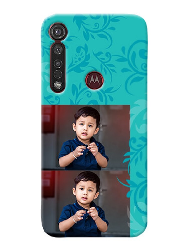 Custom Motorola G8 Plus Mobile Cases with Photo and Green Floral Design 