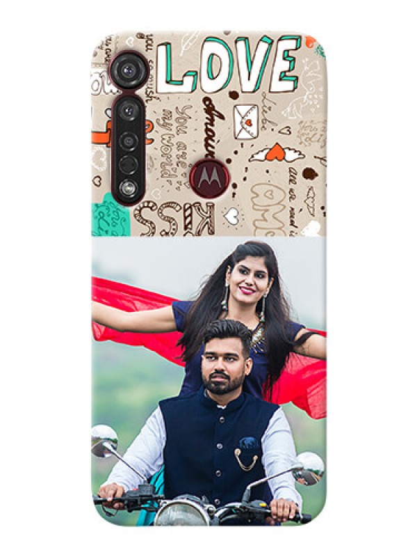 Custom Motorola G8 Plus Personalised mobile covers: Love Doodle Pattern 