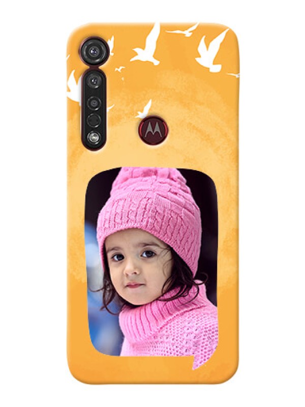 Custom Motorola G8 Plus Phone Covers: Water Color Design with Bird Icons