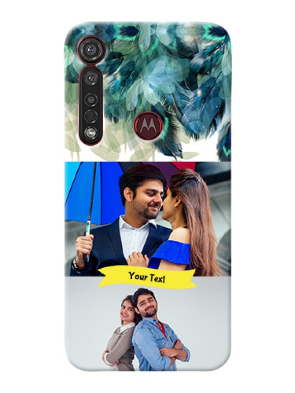 Custom Motorola G8 Plus Phone Cases: Image with Boho Peacock Feather Design