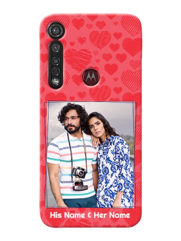 Custom Motorola G8 Plus Mobile Back Covers: with Red Heart Symbols Design