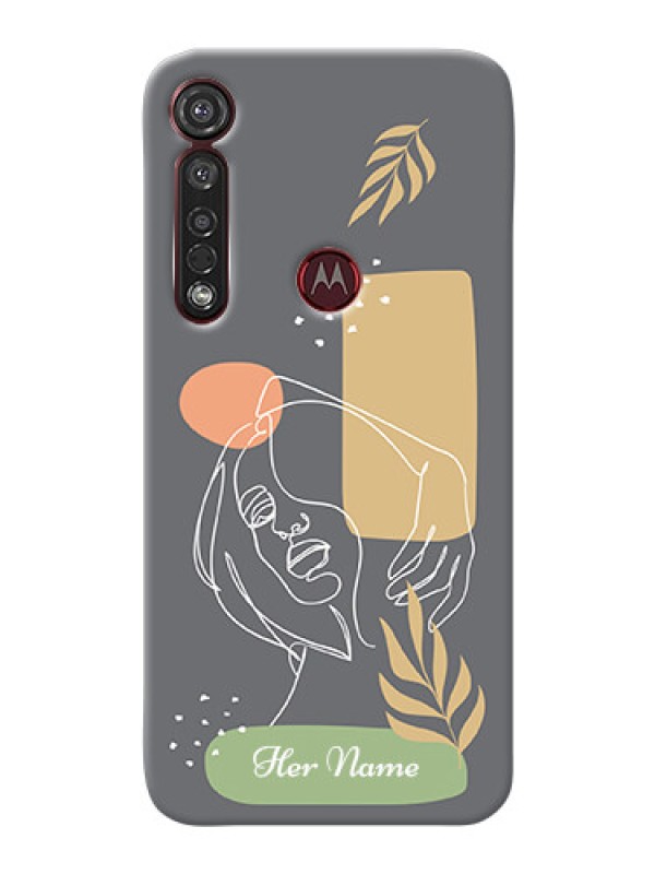 Custom Motorola G8 Plus Phone Back Covers: Gazing Woman line art Design