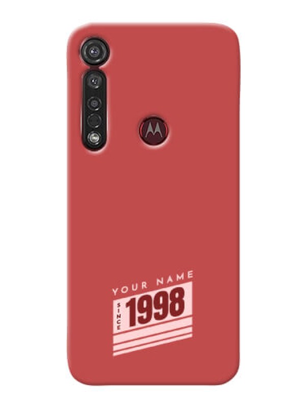 Custom Motorola G8 Plus Phone Back Covers: Red custom year of birth Design