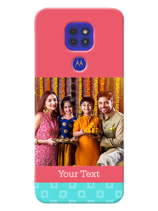 Custom Motorola G9 Mobile Back Covers: Peach & Blue Color Design