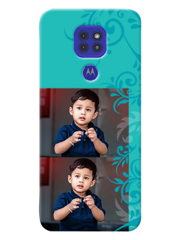 Custom Motorola G9 Mobile Cases with Photo and Green Floral Design 