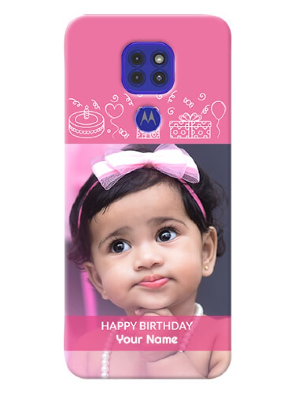 Custom Motorola G9 Custom Mobile Cover with Birthday Line Art Design