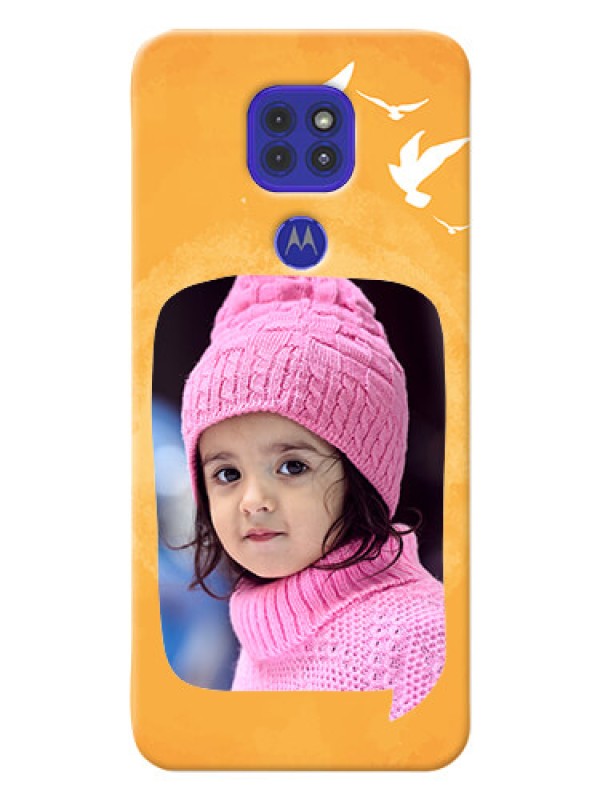 Custom Motorola G9 Phone Covers: Water Color Design with Bird Icons