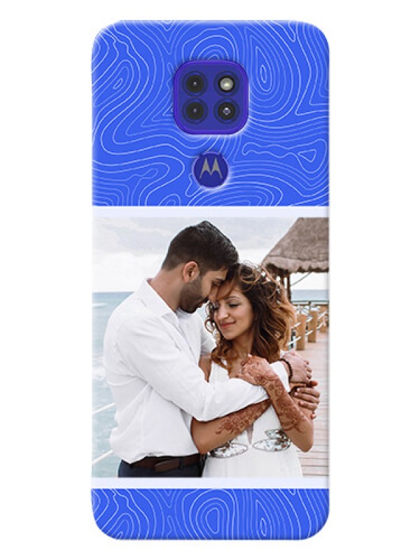 Custom Motorola G9 Mobile Back Covers: Curved line art with blue and white Design