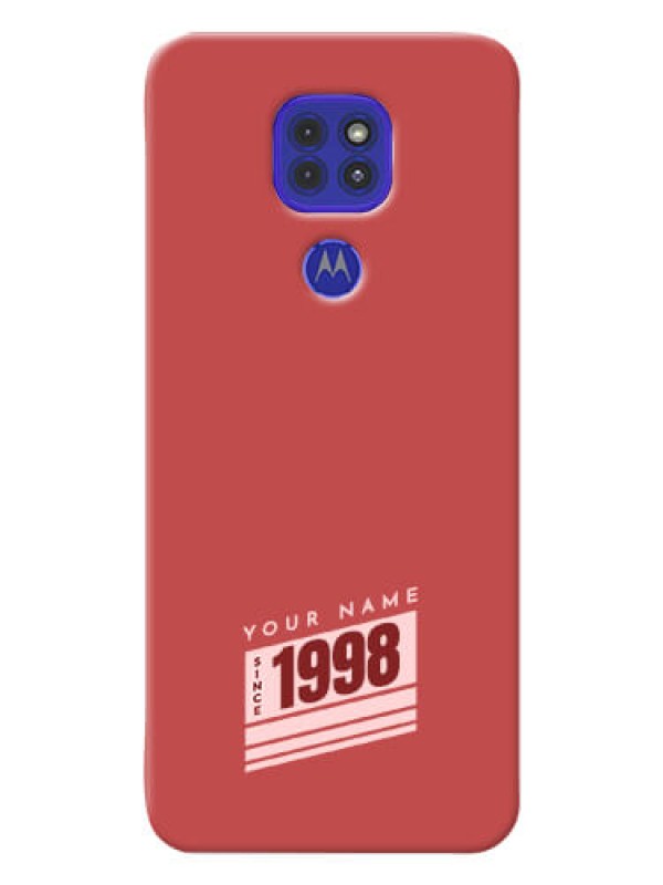 Custom Motorola G9 Phone Back Covers: Red custom year of birth Design