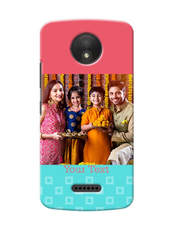 Custom Motorola Moto C Plus Pink And Blue Pattern Mobile Case Design