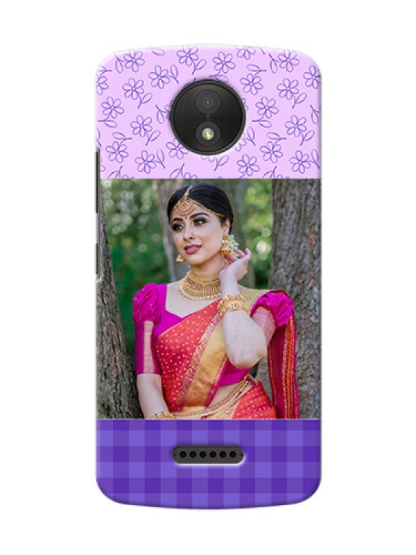 Custom Motorola Moto C Plus Floral Design Purple Pattern Mobile Cover Design