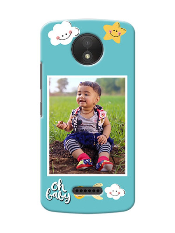 Custom Motorola Moto C Plus kids frame with smileys and stars Design