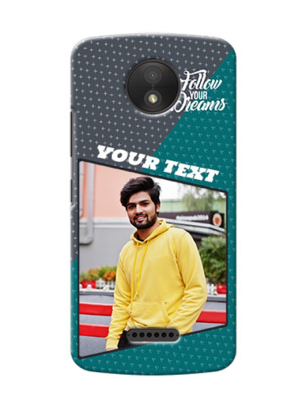 Custom Motorola Moto C Plus 2 colour background with different patterns and dreams quote Design