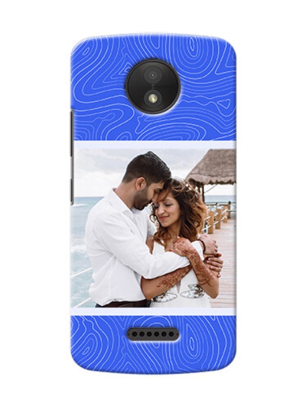 Custom Moto C Plus Mobile Back Covers: Curved line art with blue and white Design