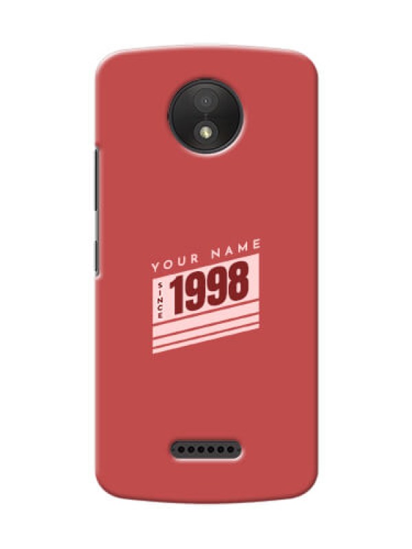 Custom Moto C Plus Phone Back Covers: Red custom year of birth Design