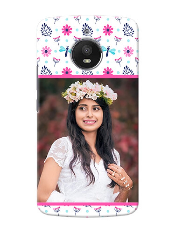 Custom Motorola Moto E4 Plus Colourful Flowers Mobile Cover Design
