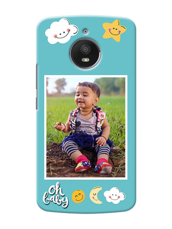 Custom Motorola Moto E4 Plus kids frame with smileys and stars Design