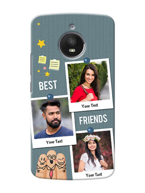 Custom Motorola Moto E4 Plus 3 image holder with sticky frames and friendship day wishes Design