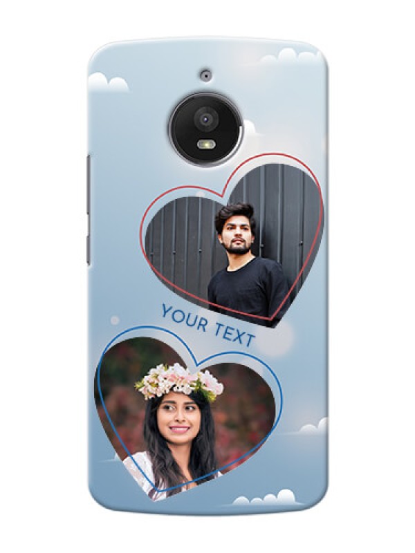 Custom Motorola Moto E4 Plus couple heart frames with sky backdrop Design
