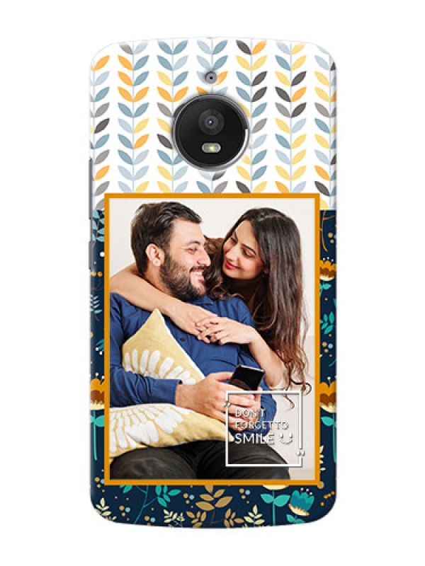 Custom Motorola Moto E4 Plus seamless and floral pattern design with smile quote Design