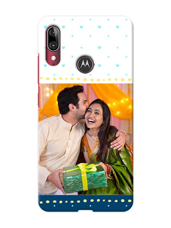 Custom Motorola E6 Plus Phone Covers: White and Blue Abstract Design