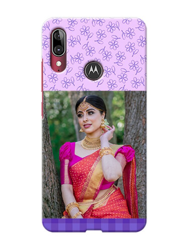 Custom Motorola E6 Plus Mobile Cases: Purple Floral Design