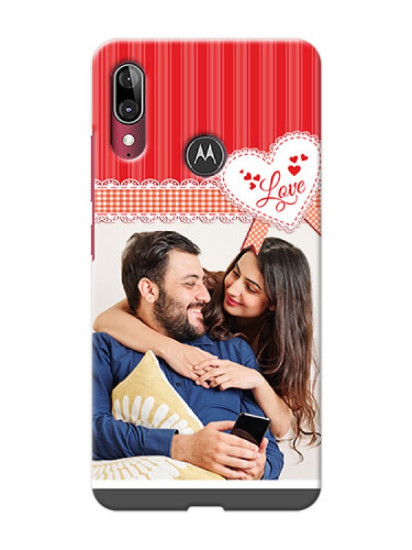 Custom Motorola E6 Plus phone cases online: Red Love Pattern Design