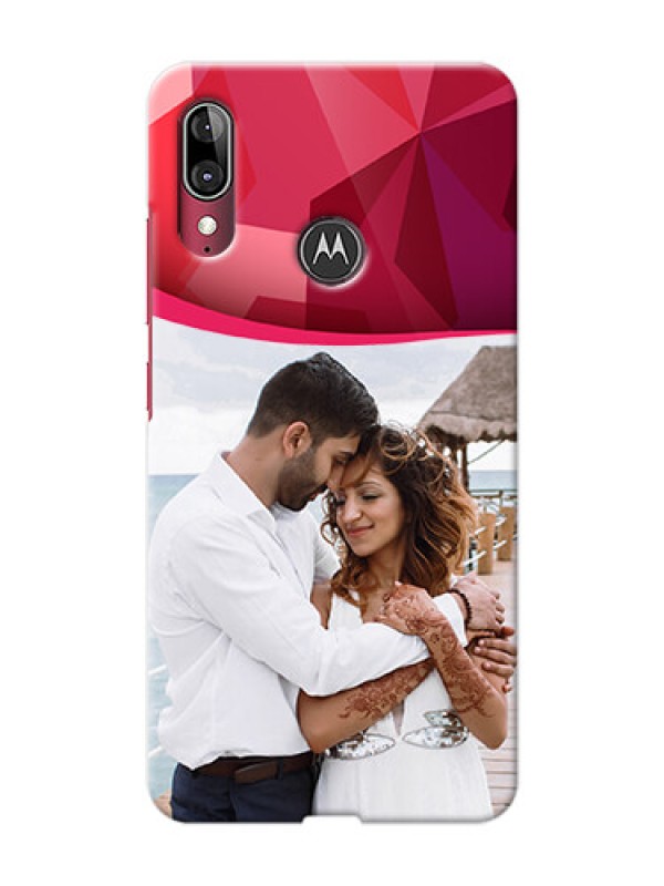 Custom Motorola E6 Plus custom mobile back covers: Red Abstract Design