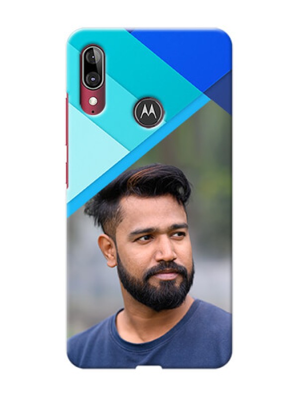 Custom Motorola E6 Plus Phone Cases Online: Blue Abstract Cover Design