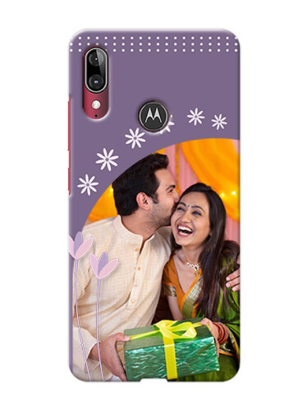 Custom Motorola E6 Plus Phone covers for girls: lavender flowers design 