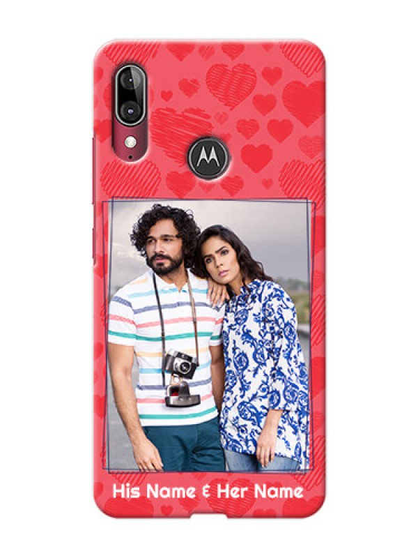 Custom Motorola E6 Plus Mobile Back Covers: with Red Heart Symbols Design