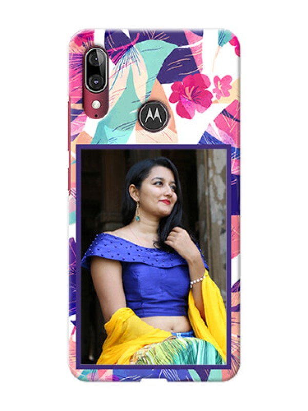 Custom Motorola E6 Plus Personalised Phone Cases: Abstract Floral Design
