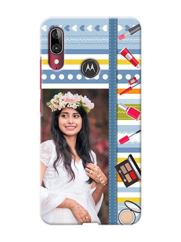 Custom Motorola E6 Plus Personalized Mobile Cases: Makeup Icons Design