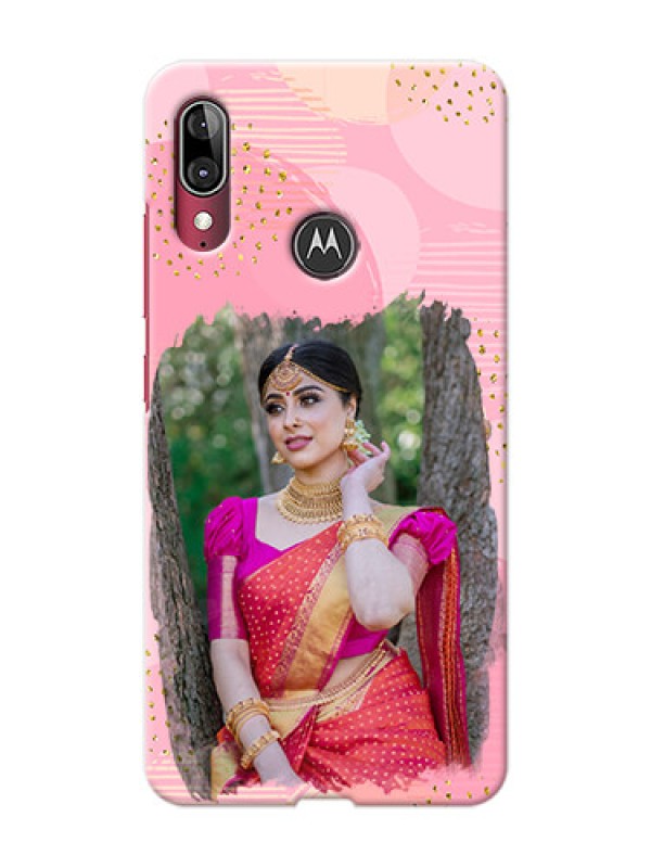 Custom Motorola E6 Plus Phone Covers for Girls: Gold Glitter Splash Design