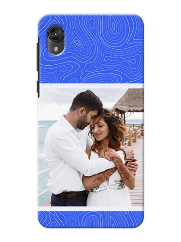 Custom Moto E6 Mobile Back Covers: Curved line art with blue and white Design