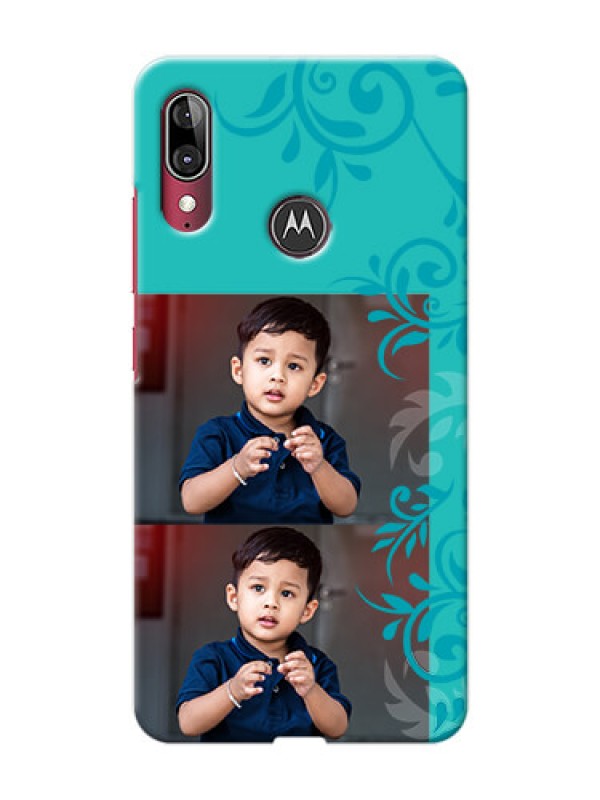 Custom Moto E6s Mobile Cases with Photo and Green Floral Design 