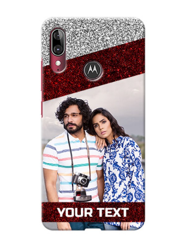 Custom Moto E6s Mobile Cases: Image Holder with Glitter Strip Design