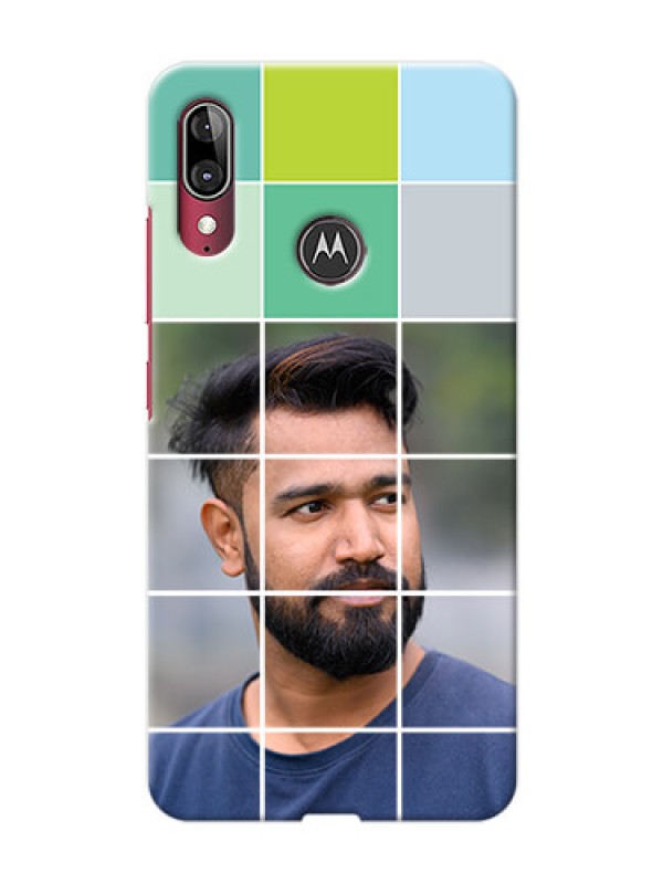 Custom Moto E6s personalised phone covers with white box pattern 