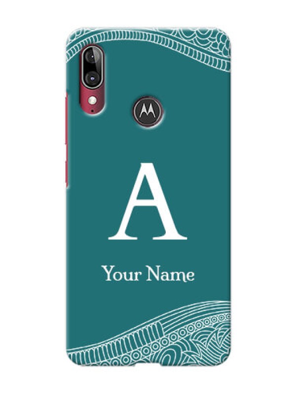 Custom Moto E6S Mobile Back Covers: line art pattern with custom name Design