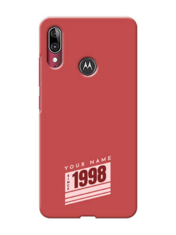 Custom Moto E6S Phone Back Covers: Red custom year of birth Design