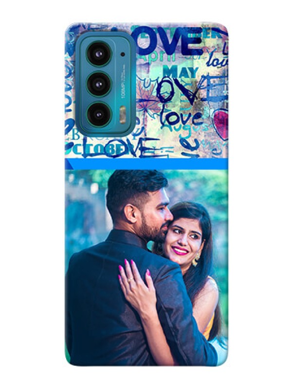 Custom Motorola Edge 20 5G Mobile Covers Online: Colorful Love Design