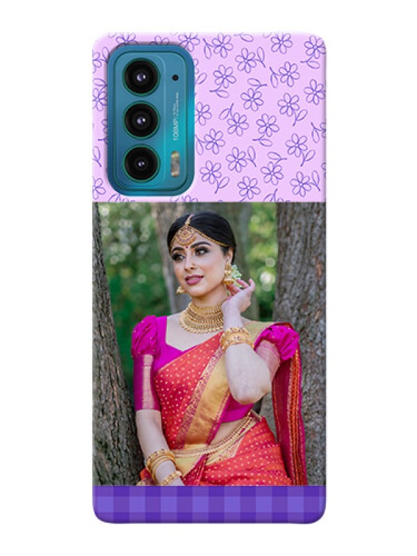 Custom Motorola Edge 20 5G Mobile Cases: Purple Floral Design