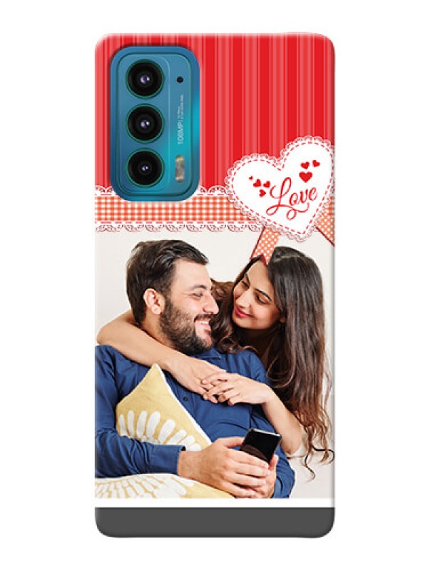 Custom Motorola Edge 20 5G phone cases online: Red Love Pattern Design