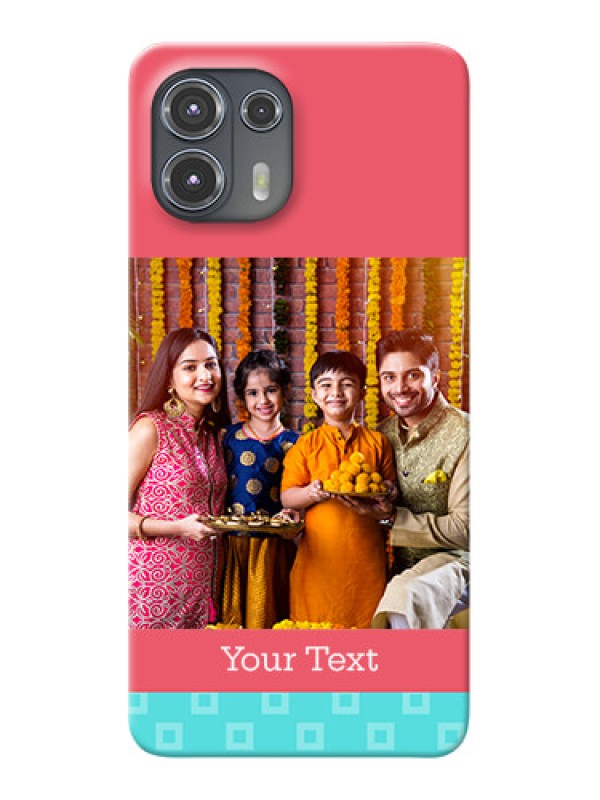 Custom Motorola Edge 20 Fusion 5G Mobile Back Covers: Peach & Blue Color Design